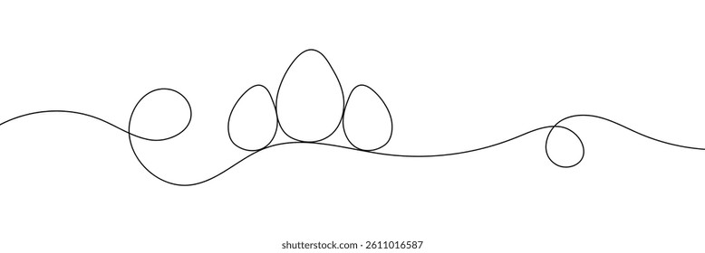 Easter egg line art vector illustration, Continuous one line drawing of single egg shape eps 10. Vector Illustration .