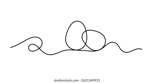 Easter egg line art vector illustration, Continuous one line drawing of single egg shape. one line art drawing of egg