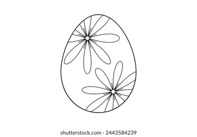 Easter egg line drawing on white background vector illustration. Easter egg one line drawing.Continuous line drawing of simple egg. Vector outline Easter Egg. Happy Easter concept.