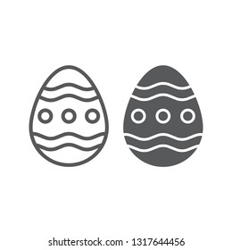 Easter egg line and glyph icon, easter and decoration, egg sign, vector graphics, a linear pattern on a white background, eps 10.