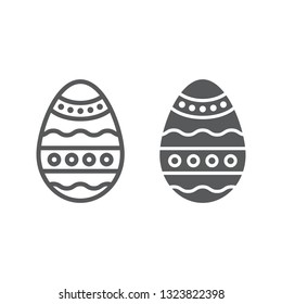 Easter egg line and glyph icon, decoration and easter, ornamented egg sign, vector graphics, a linear pattern on a white background, eps 10.