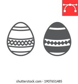 Easter egg line and glyph icon, Happy Easter and holiday, egg vector icon, vector graphics, editable stroke outline sign, eps 10