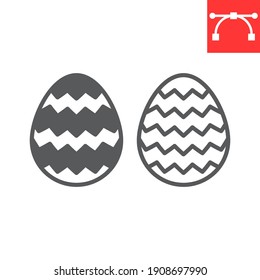 Easter egg line and glyph icon, Happy Easter and holiday, egg vector icon, vector graphics, editable stroke outline sign, eps 10