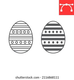 Icono de línea de huevo de Pascua e ícono de glifo, celebración y vacaciones, icono del vector de huevo de Pascua, gráficos vectoriales, símbolo de contorno de trazo editable, eps 10.