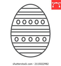 Easter egg line icon, celebration and holiday, easter egg vector icon, vector graphics, editable stroke outline sign, eps 10.