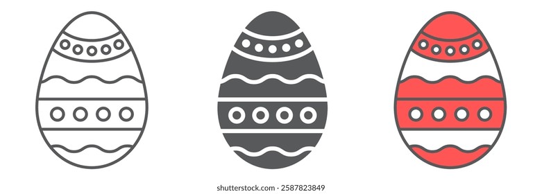 Easter egg line icon collection, food and easter, decoration egg icon set, vector graphics, a linear pattern on a white background, eps 10.
