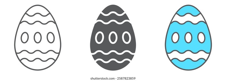 Easter egg line icon collection, food and easter, decoration egg icon set, vector graphics, a linear pattern on a white background, eps 10.