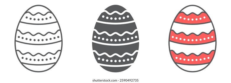 Easter Egg line icon collection, easter and holiday, decoration egg icon set, vector graphics, a linear pattern on a white background, eps 10