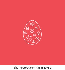 Easter Egg Line Icon On Red Background