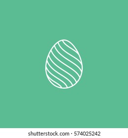 Easter Egg Line Icon On Green Background