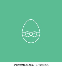 Easter Egg Line Icon On Green Background