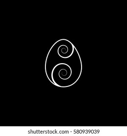 Easter Egg Line Icon On Black Background