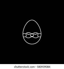Easter Egg Line Icon On Black Background