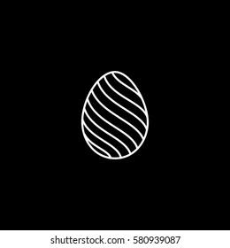 Easter Egg Line Icon On Black Background