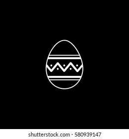 Easter Egg Line Icon On Black Background