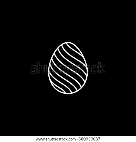 Easter Egg Line Icon On Black Background