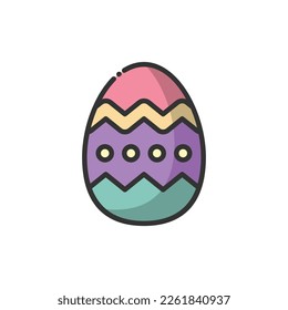 Easter Egg Lineal Color Icon Vector Illustration - Spring Season Icon Concept.