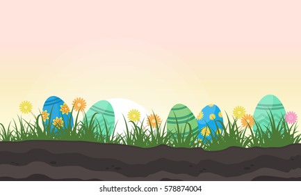 Easter egg lined on hill