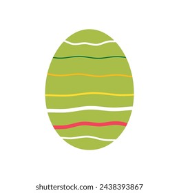 Easter egg with lines. Colorful Vector illustration for easter day with decoration pattern on isolated background