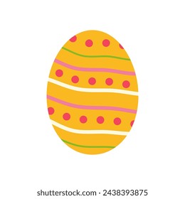 Easter egg with lines and dots. Colorful Vector illustration for easter day with decoration pattern on isolated background