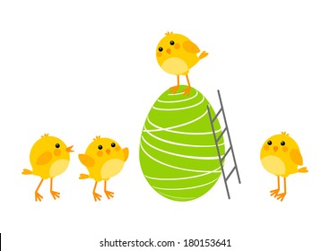 Easter egg with little chickens