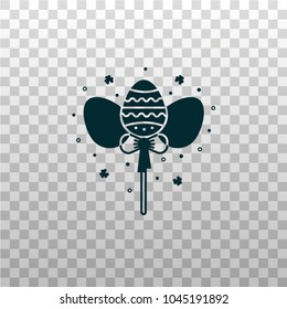 Easter egg lollypop on a stick - black silhouette icon 