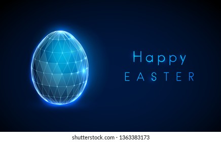 Easter Egg.  Low poly style design. Abstract geometric background. Wireframe light connection structure. Low polygonal design. Modern 3d graphic concept. Isolated vector illustration.