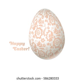 Easter egg luxury decoration vector illustration. floral elegant style decor on christian resurrection symbol. spring life icon in chick feminine decorative style