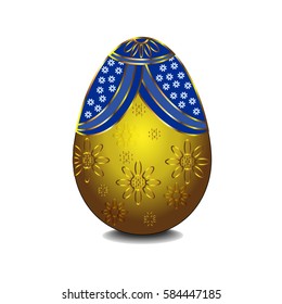 Easter Egg, luxury gold and blue color, vector arts.