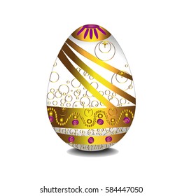 Easter Egg luxury white and gold, vector arts.