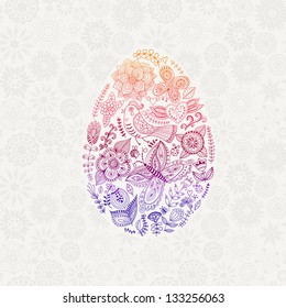 Easter egg made of flowers, floral Easter egg background