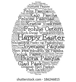 Easter egg made from "Happy Easter" in 12 different languages