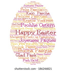 Easter egg made from "Happy Easter" in 12 different languages