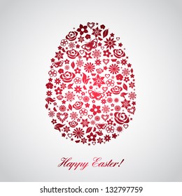 Easter egg, made up of various symbols. Vector illustration.