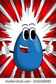 Easter Egg making thumbs up sign with two hands. Cartoon character with funny face for the Easter holiday.