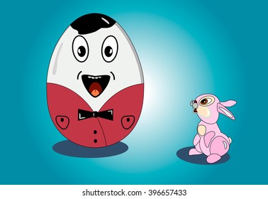 easter egg man rabbit red jacket smile