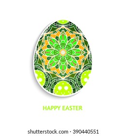 Easter egg. Mandala on egg. Happy easter vector illustration. Egg isolated on white.