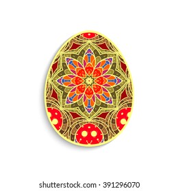 Easter egg. Mandala on egg. Happy easter vector illustration. Egg isolated on white.