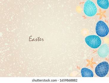 Easter egg with marine life frame on abstract sand beach background for decoration on Easter festival