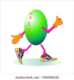 easter egg in mittens and sneakers