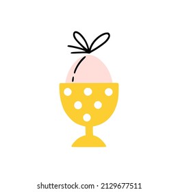 Easter egg in modern eggcup with ornament. Good for greeting cards, banners, invitations, flyers.