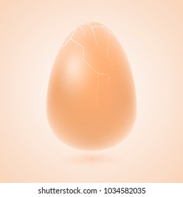Easter egg natural color with crack isolated on background, holiday greeting card. Vector illustration. Happy Easter vector illustration