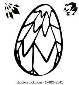 easter egg with needle pattern. hand drawn illustration in doodle style. easter holiday design.