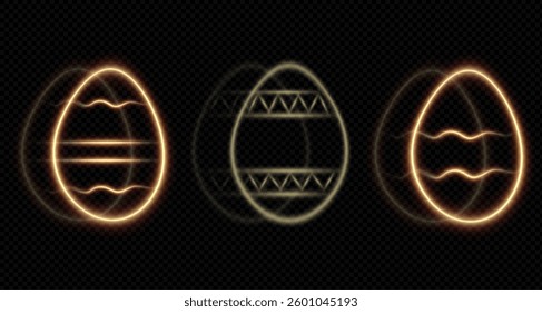 Easter Egg neon light neon light design concept Graphic Elements. illustration.vector PNG