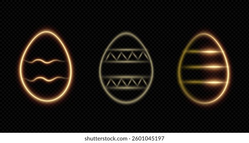 Easter Egg neon light neon light design concept Graphic Elements. illustration.vector PNG