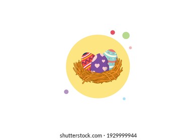 Easter Egg Nest Circle Bubble Icon