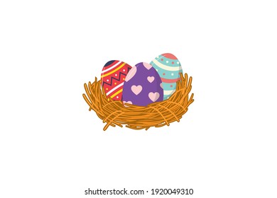 Easter Egg Nest Vector Icon