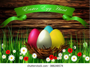 Easter egg nest  with Wood texture