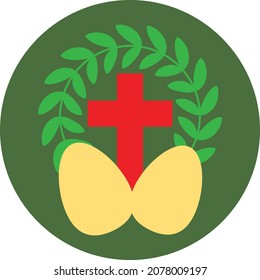 Osterei mit Olivenzweig, Illustration, Vektorgrafik, auf weißem Hintergrund.