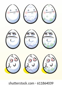 Easter egg on bright background, Trollface eggs, internet meme. Character